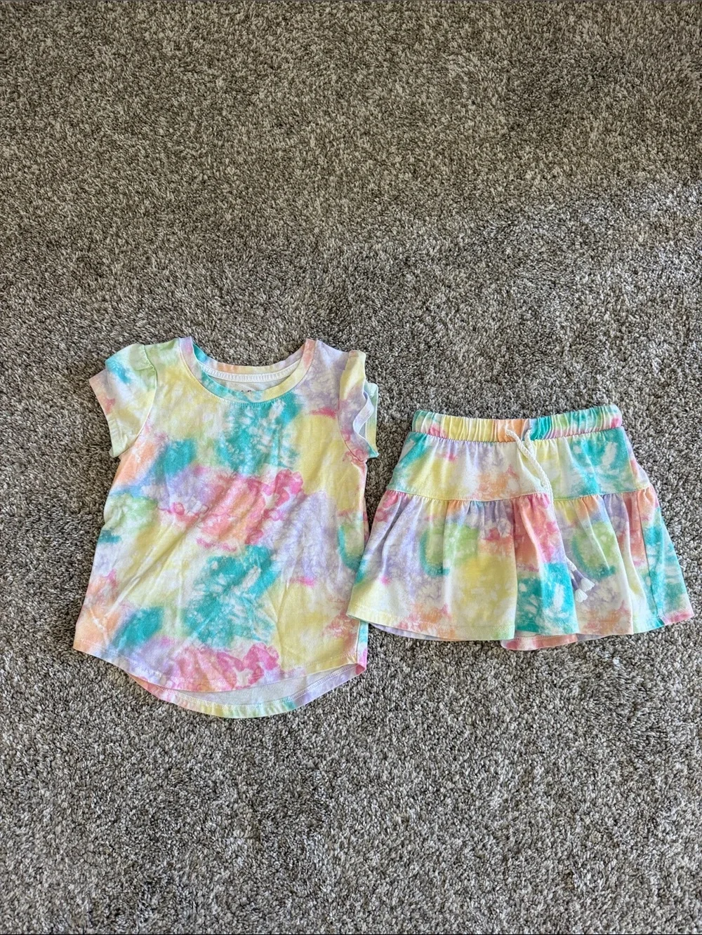 Cat & Jack Tie-Dye Tee and Skirt Set - Yellow, Pink, Blue, Green, Purple
